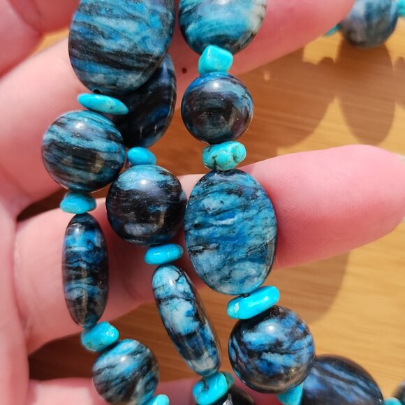 Jay King DTR blue Plume and Turquoise 43" Necklace 925 Sterling Silver, - Picture 10 of 16